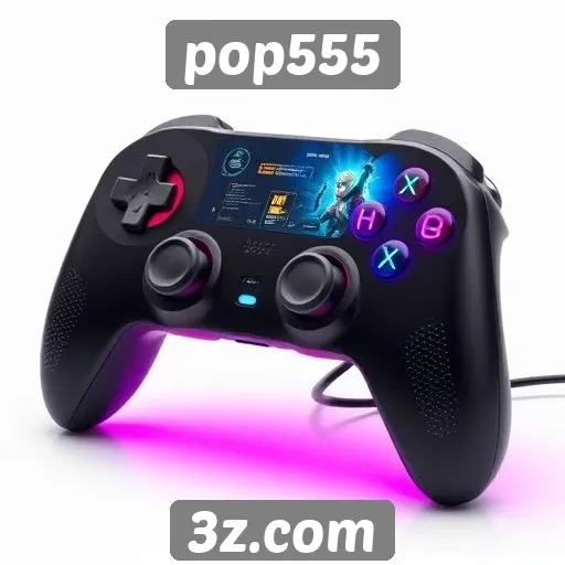 Navegação e interface do pop555 para gamers